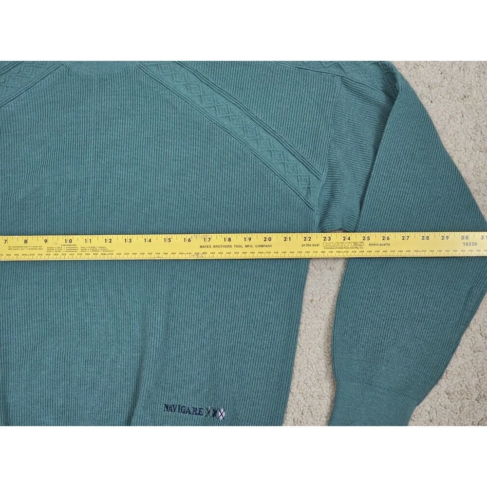 Navigare Sweater Lana Merino Wool Crew Neck Size XL Green Pullover Made In Italy